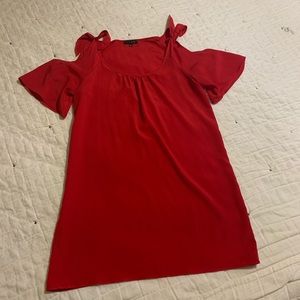 Cut Out Shoulder Red Dress